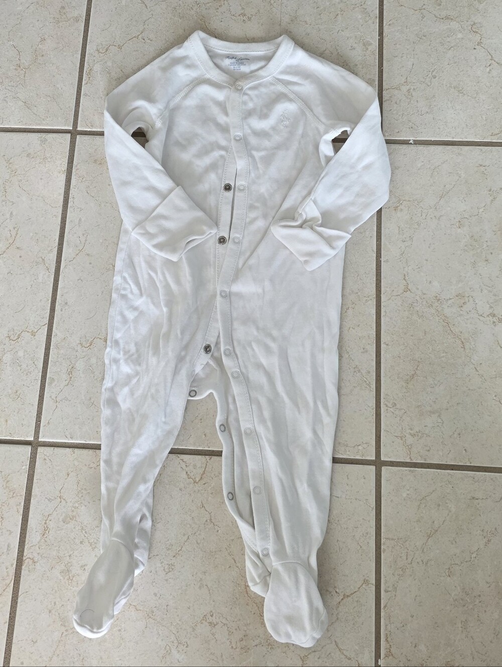 Ralph Lauren White Baby Footed One-Piece Pajama
